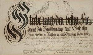Caspar David Friedrich, Schriftblatt „Strebe nach den besten Freunden (...)“, 1789, Feder auf Papier, Pommersches Landesmuseum